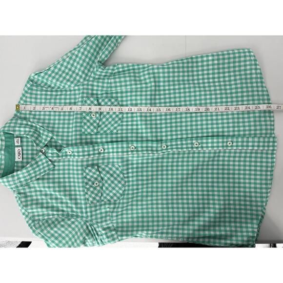 Cato Women's Teal Green and White Gingham Button-Up Shirt Medium - Picture 7 of 8